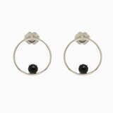 14k Bewitching Black Onyx Front Facing Hoop Stud Earrings - Starflower Design