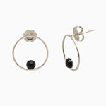 14k Bewitching Black Onyx Front Facing Hoop Stud Earrings - Starflower Design