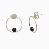 14k Bewitching Black Onyx Front Facing Hoop Stud Earrings - Starflower Design