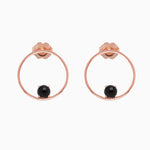 14k Bewitching Black Onyx Front Facing Hoop Stud Earrings - Starflower Design