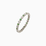 14k Bezel - Set Diamond & Tsavorite Eternity Band - Starflower Design
