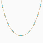 14k Brilliant Turquoise 9 Bar Station Necklace - Starflower Design