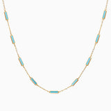 14k Brilliant Turquoise 9 Bar Station Necklace - Starflower Design