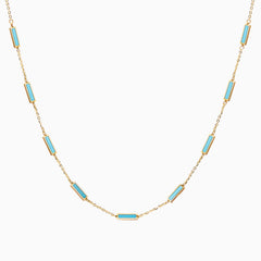 14k Brilliant Turquoise 9 Bar Station Necklace - Starflower Design