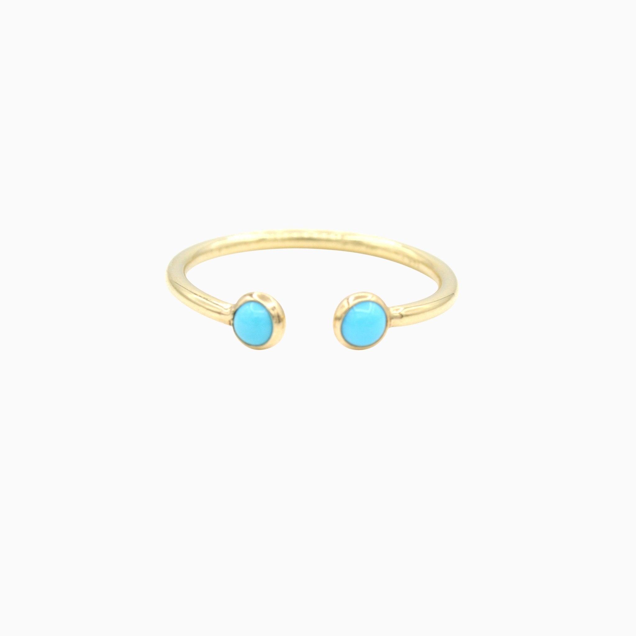 14k Cabochon Turquoise Open Ring - Starflower Design