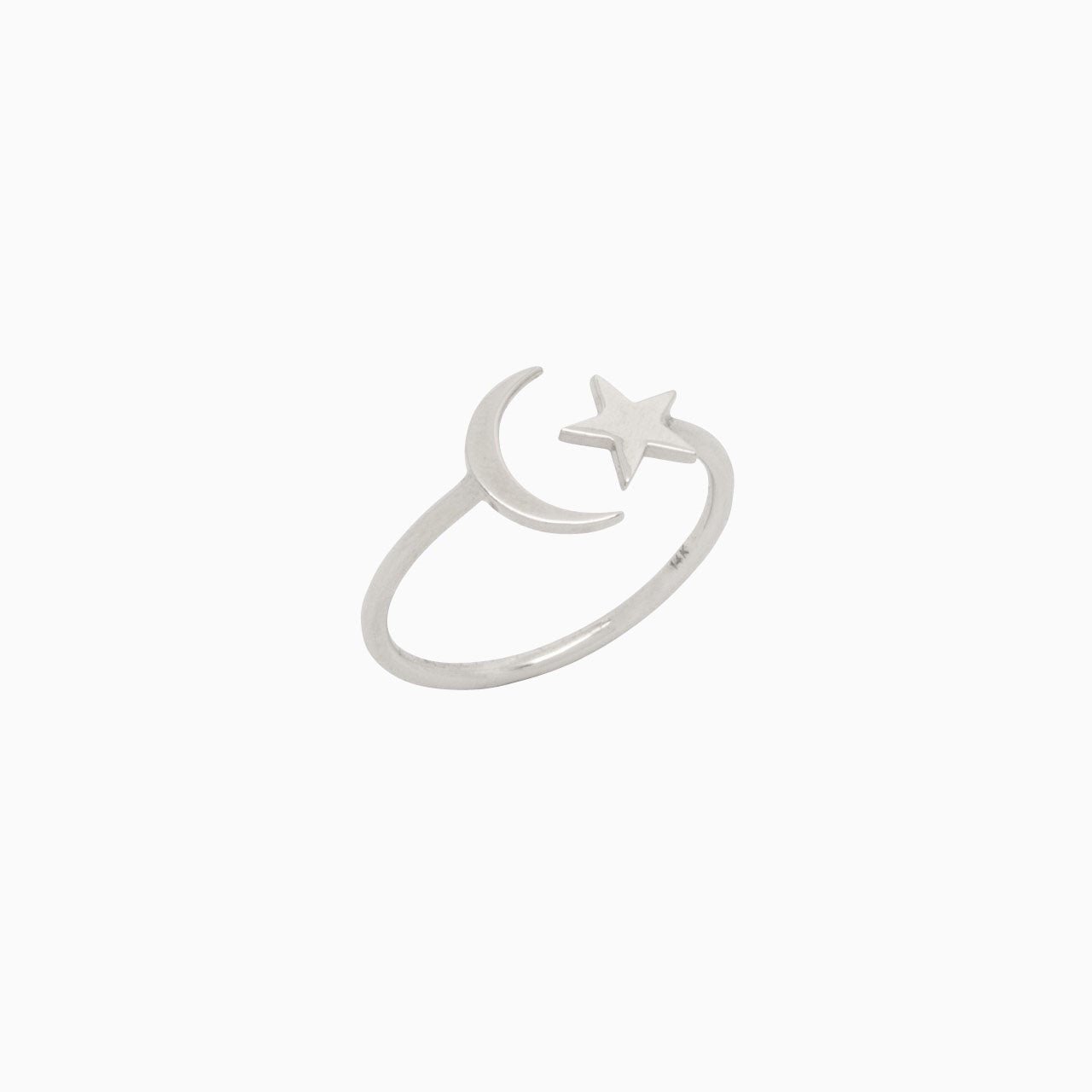 14k Celestial Star & Moon Open Ring - Starflower Design