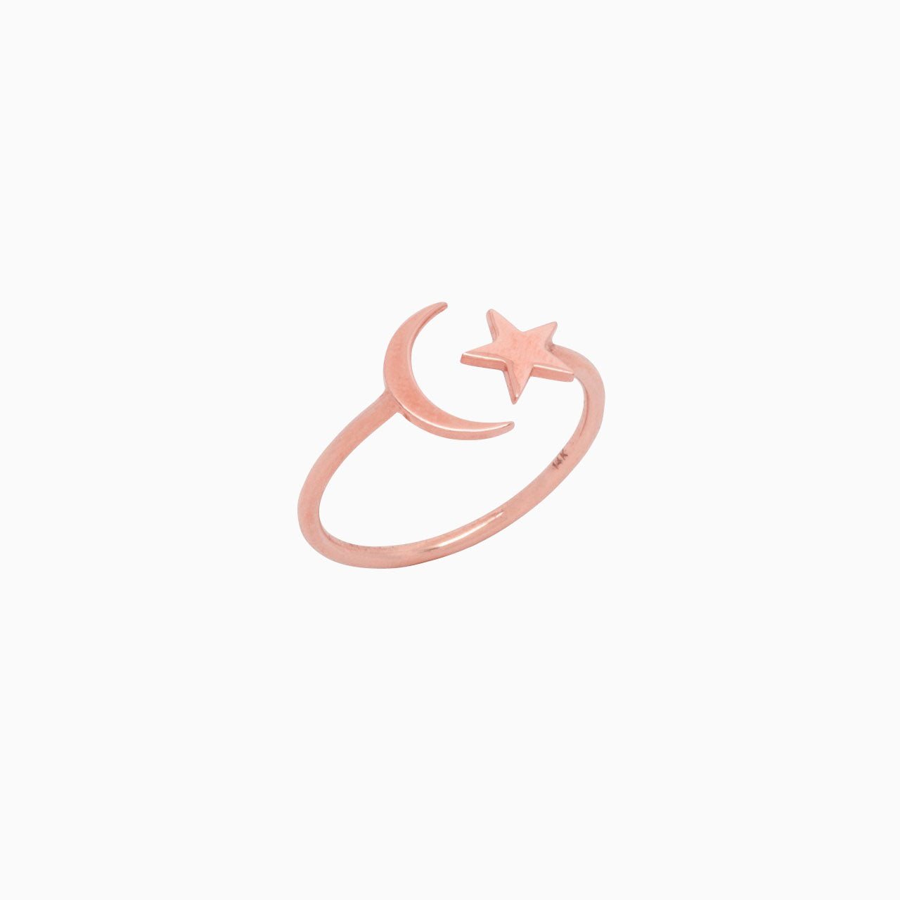 14k Celestial Star & Moon Open Ring - Starflower Design