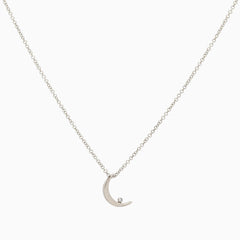14k Crescent Moon with Diamond Pendant - Starflower Design