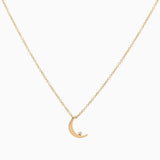 14k Crescent Moon with Diamond Pendant - Starflower Design