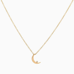 14k Crescent Moon with Diamond Pendant - Starflower Design
