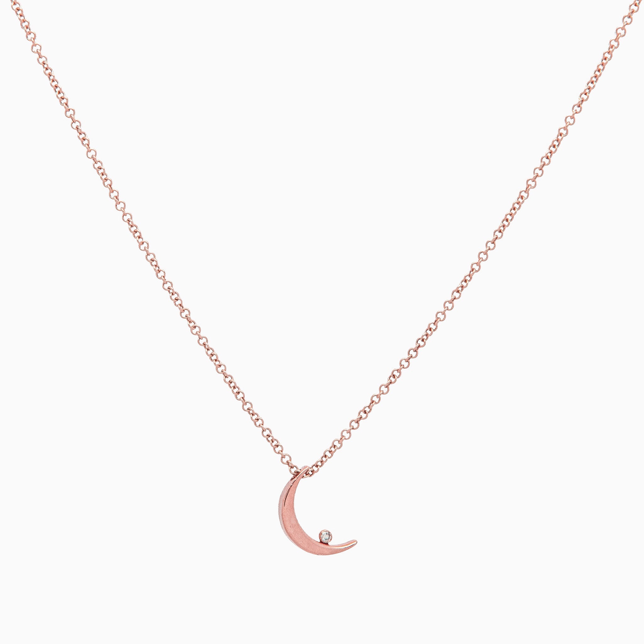 14k Crescent Moon with Diamond Pendant - Starflower Design