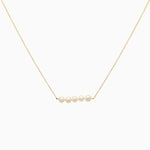 14k Cultured Freshwater Pearl Bar Necklace - Starflower Design