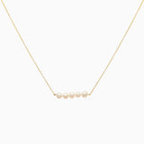 14k Cultured Freshwater Pearl Bar Necklace - Starflower Design