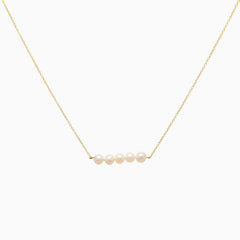 14k Cultured Freshwater Pearl Bar Necklace - Starflower Design