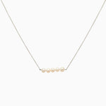 14k Cultured Freshwater Pearl Bar Necklace - Starflower Design