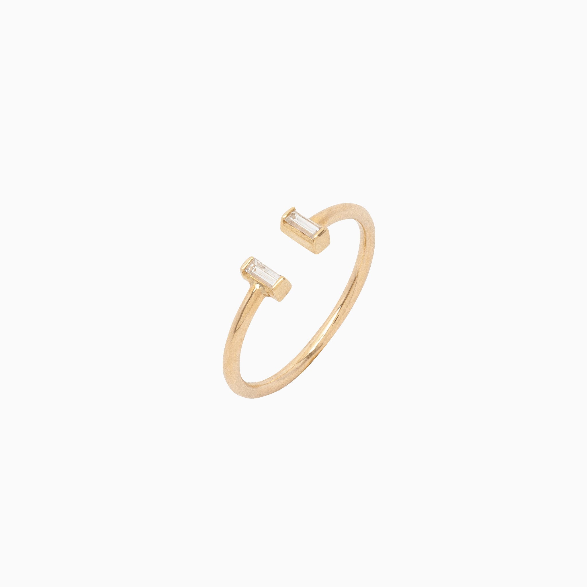 14k Diamond North - South Double Baguette Open Ring - Starflower Design