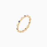 14k Diamond & Sapphire 14 Station Beaded Eternity Band - Starflower Design