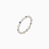14k Diamond & Sapphire 14 Station Beaded Eternity Band - Starflower Design