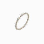 14k Double Bezel - Set Diamond Beaded Ring - Starflower Design