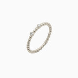 14k Double Bezel - Set Diamond Beaded Ring - Starflower Design