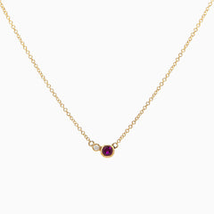 14k Double Delight Diamond & Ruby Petite Layering Necklace - Starflower Design