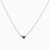 14k Double Delight Diamond & Sapphire Petite Layering Necklace - Starflower Design