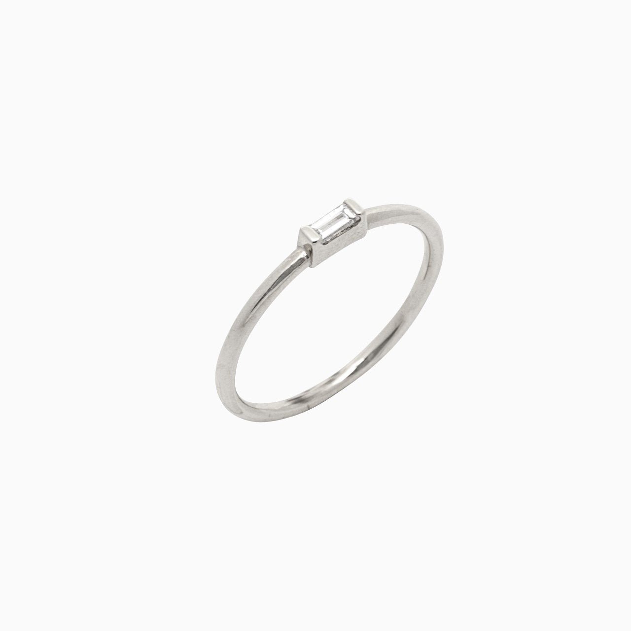 14k East - West Diamond Baguette Stackable Ring - Starflower Design