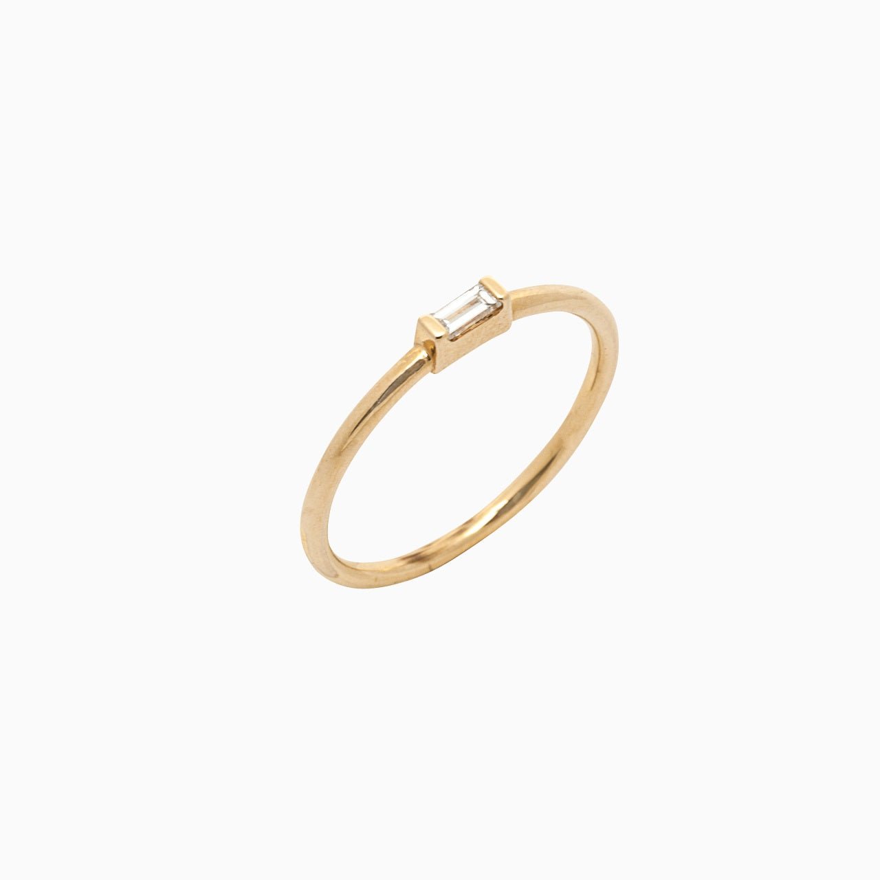 14k East - West Diamond Baguette Stackable Ring - Starflower Design