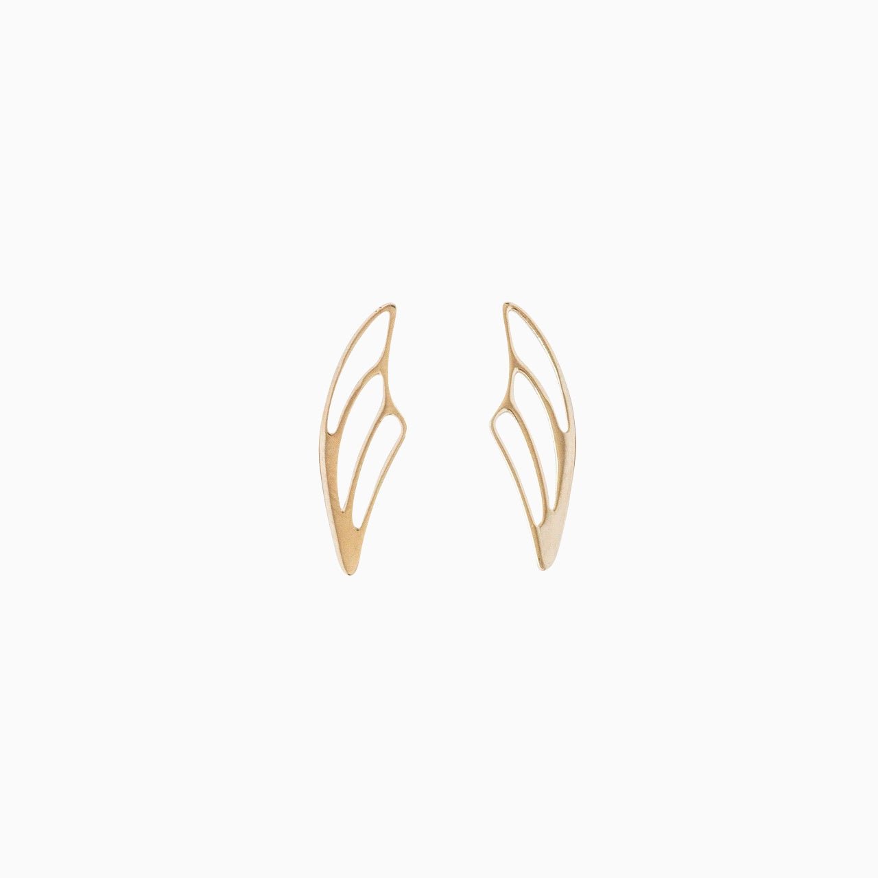 14k Fairy Wing Ear Climbers Earrings with Posts - Starflower Design
