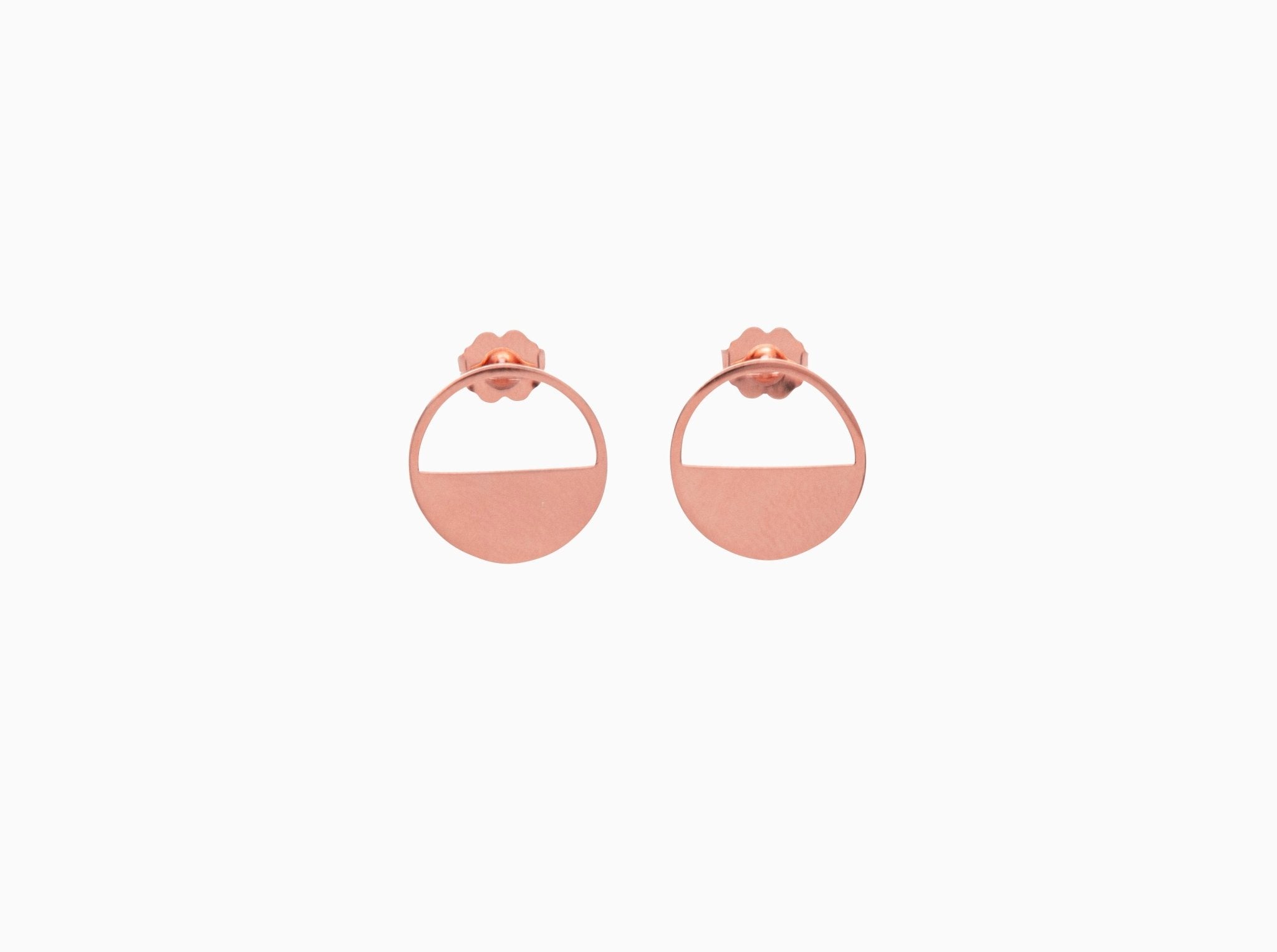 14k Glass Half Full Front Facing Hoop Stud Earrings - Starflower Design