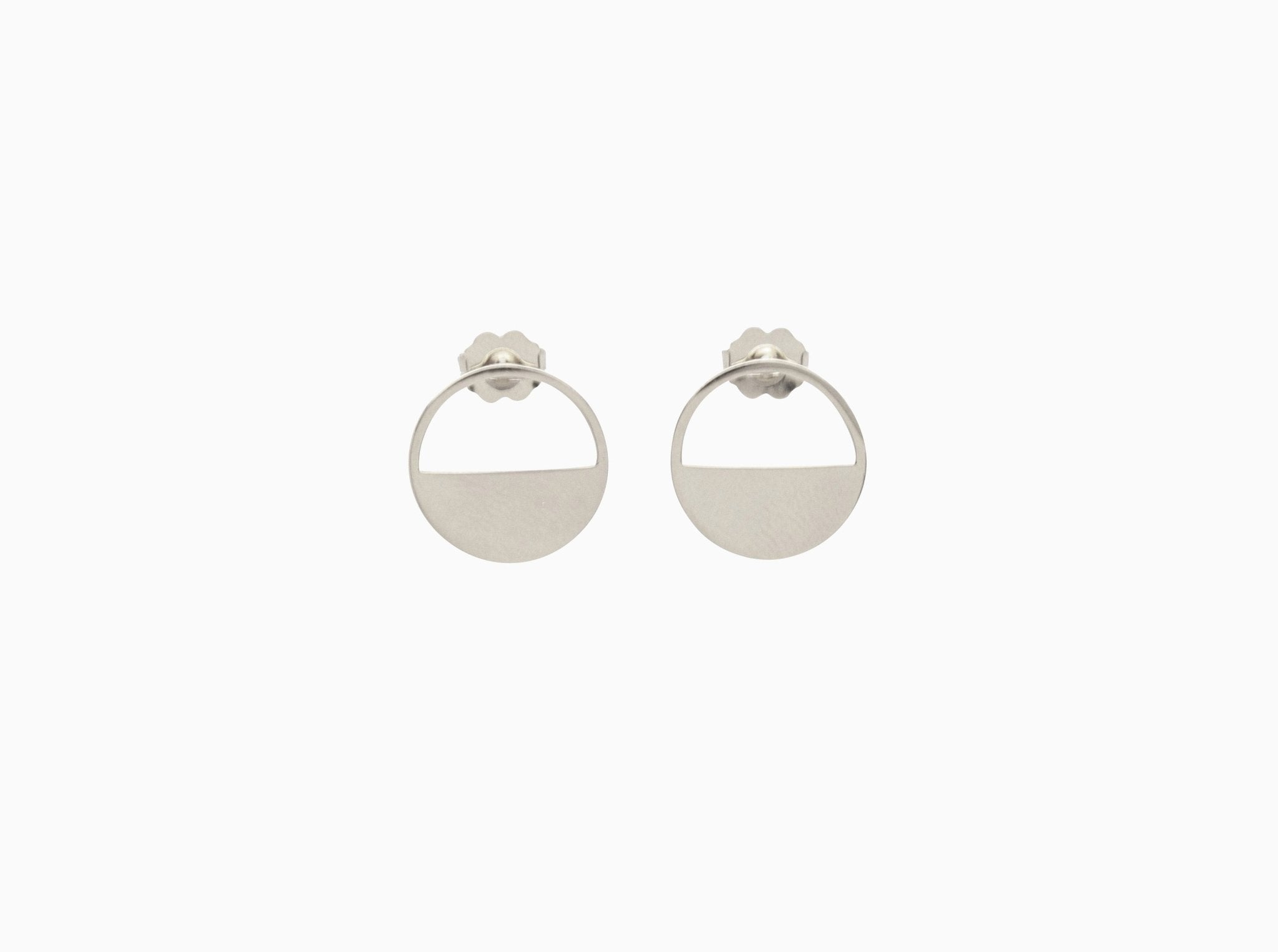 14k Glass Half Full Front Facing Hoop Stud Earrings - Starflower Design
