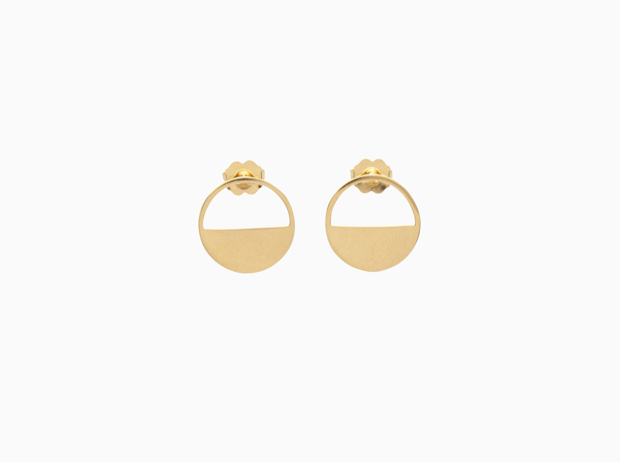 14k Glass Half Full Front Facing Hoop Stud Earrings - Starflower Design