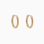 14k Gold 10.5mm Hinged Everyday Round Hoop Earrings - Starflower Design