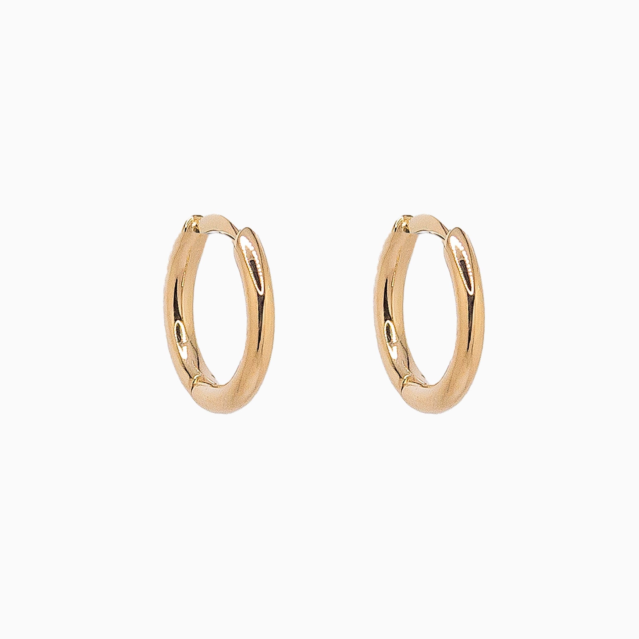 14k Gold 10.5mm Hinged Everyday Round Hoop Earrings - Starflower Design