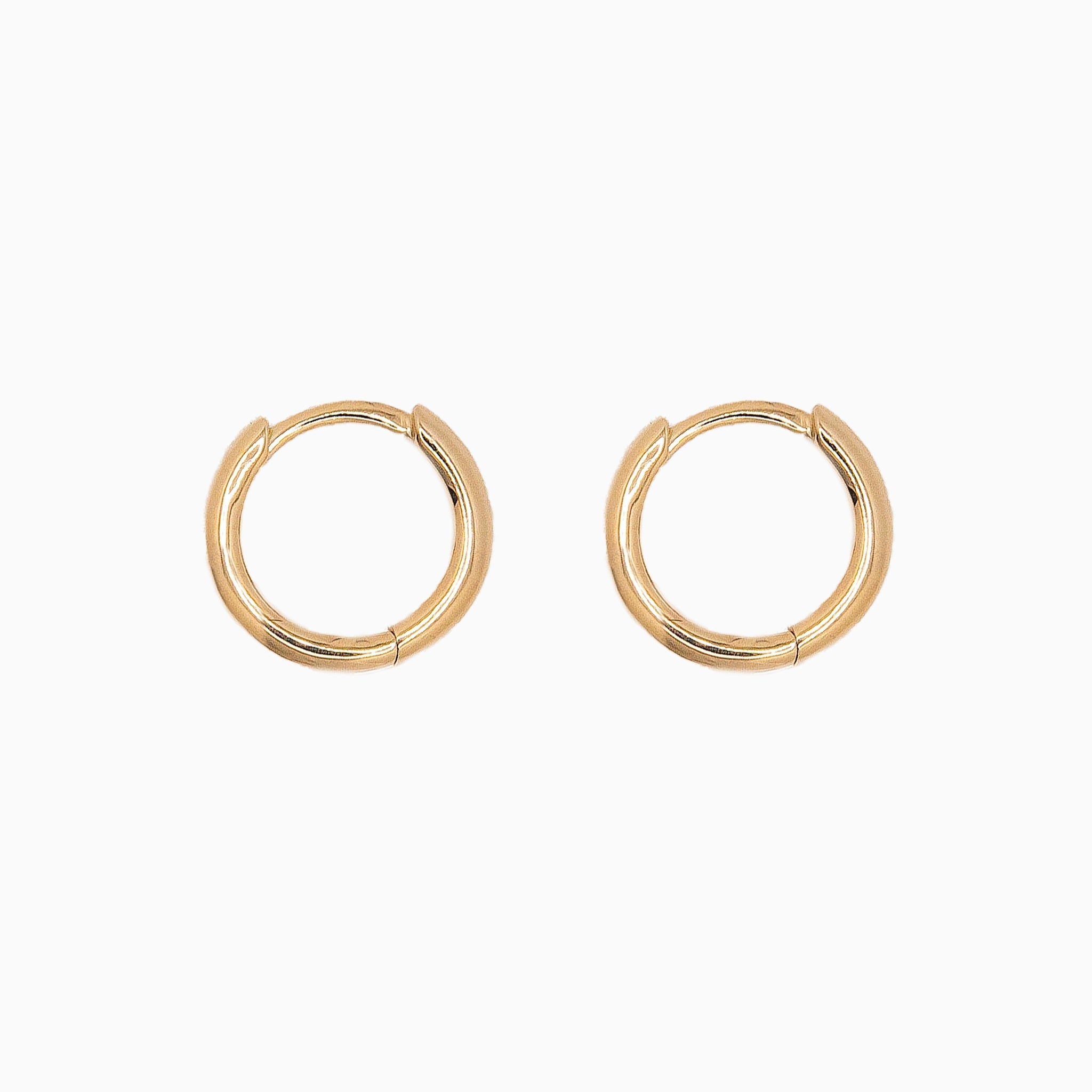 14k Gold 10.5mm Hinged Everyday Round Hoop Earrings - Starflower Design