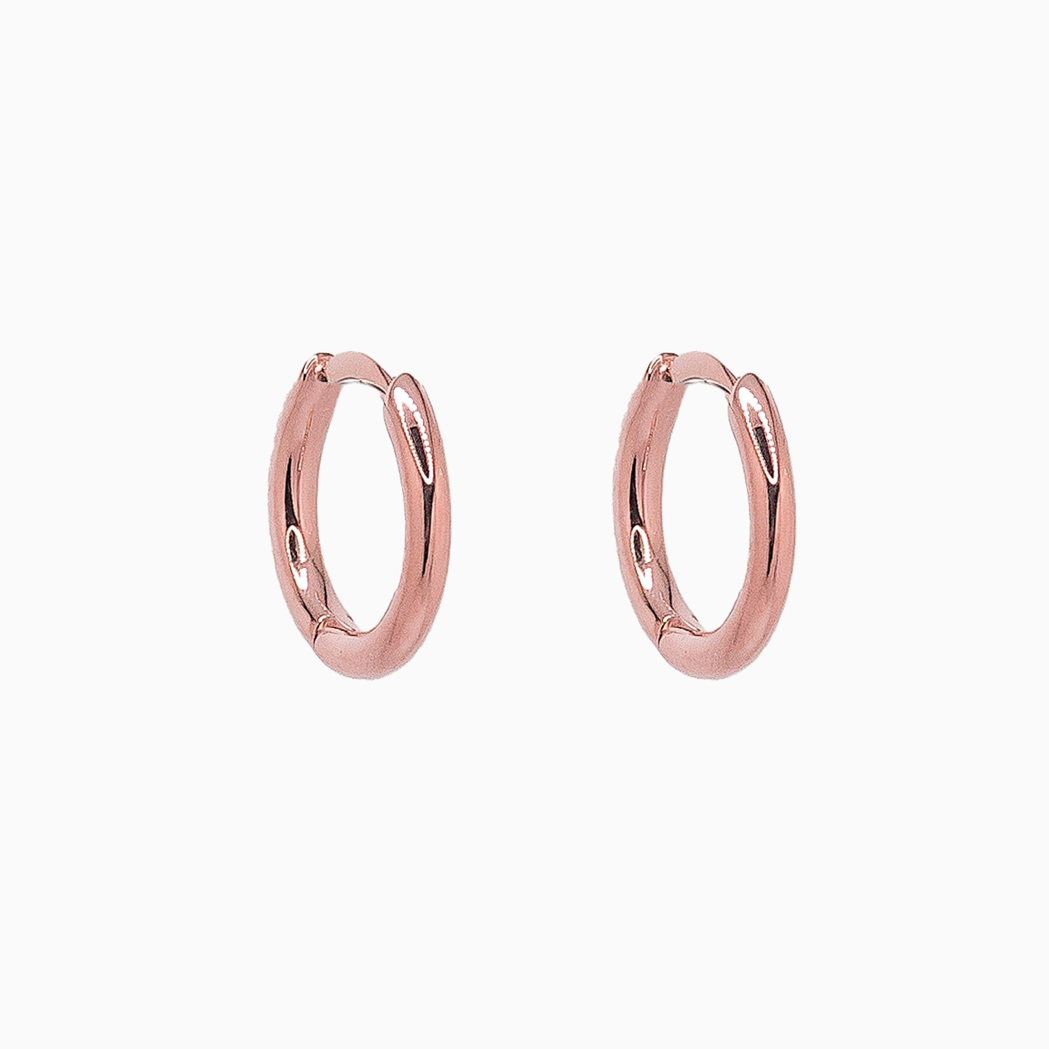 14k Gold 10.5mm Hinged Everyday Round Hoop Earrings - Starflower Design