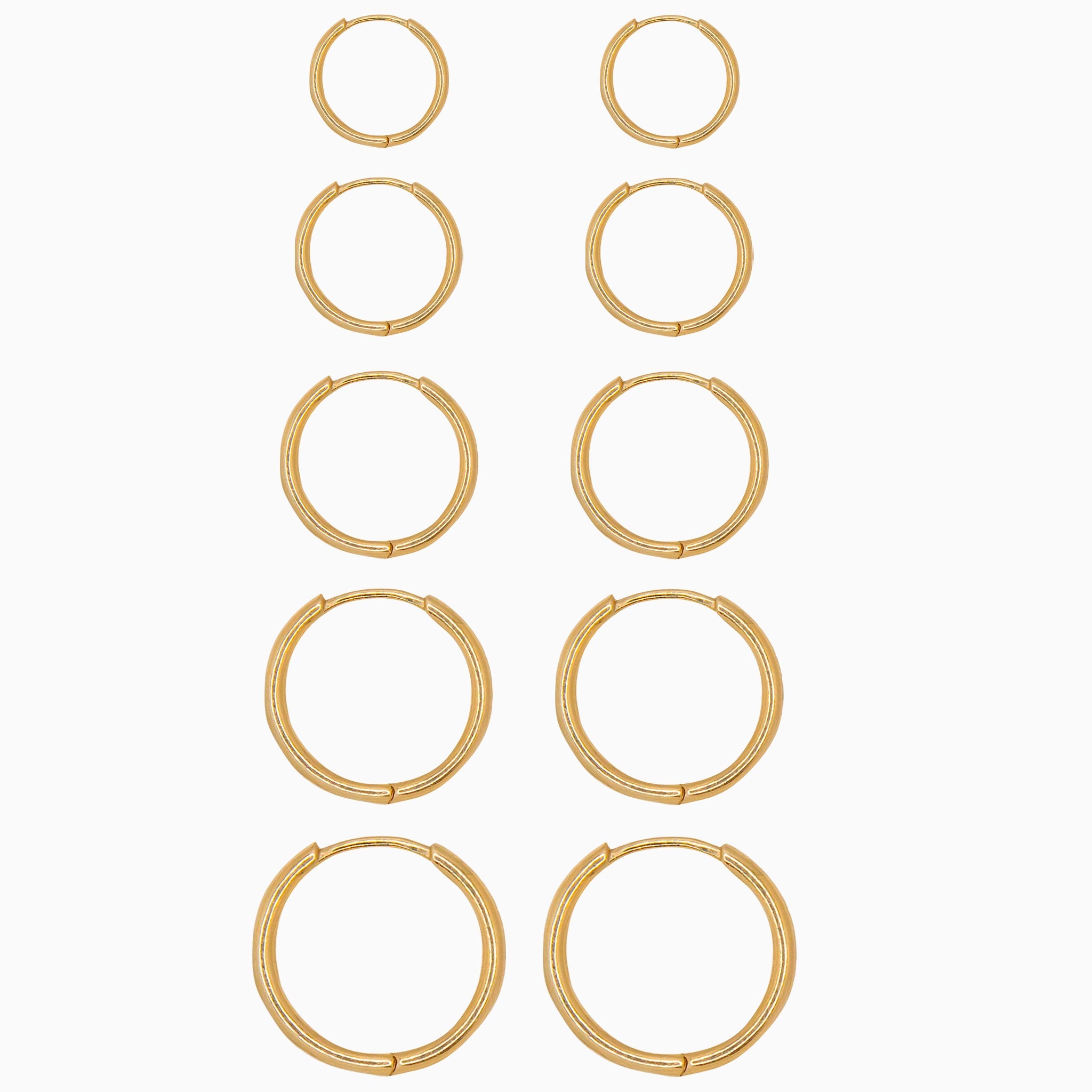 14k Gold 10.5mm Hinged Everyday Round Hoop Earrings - Starflower Design