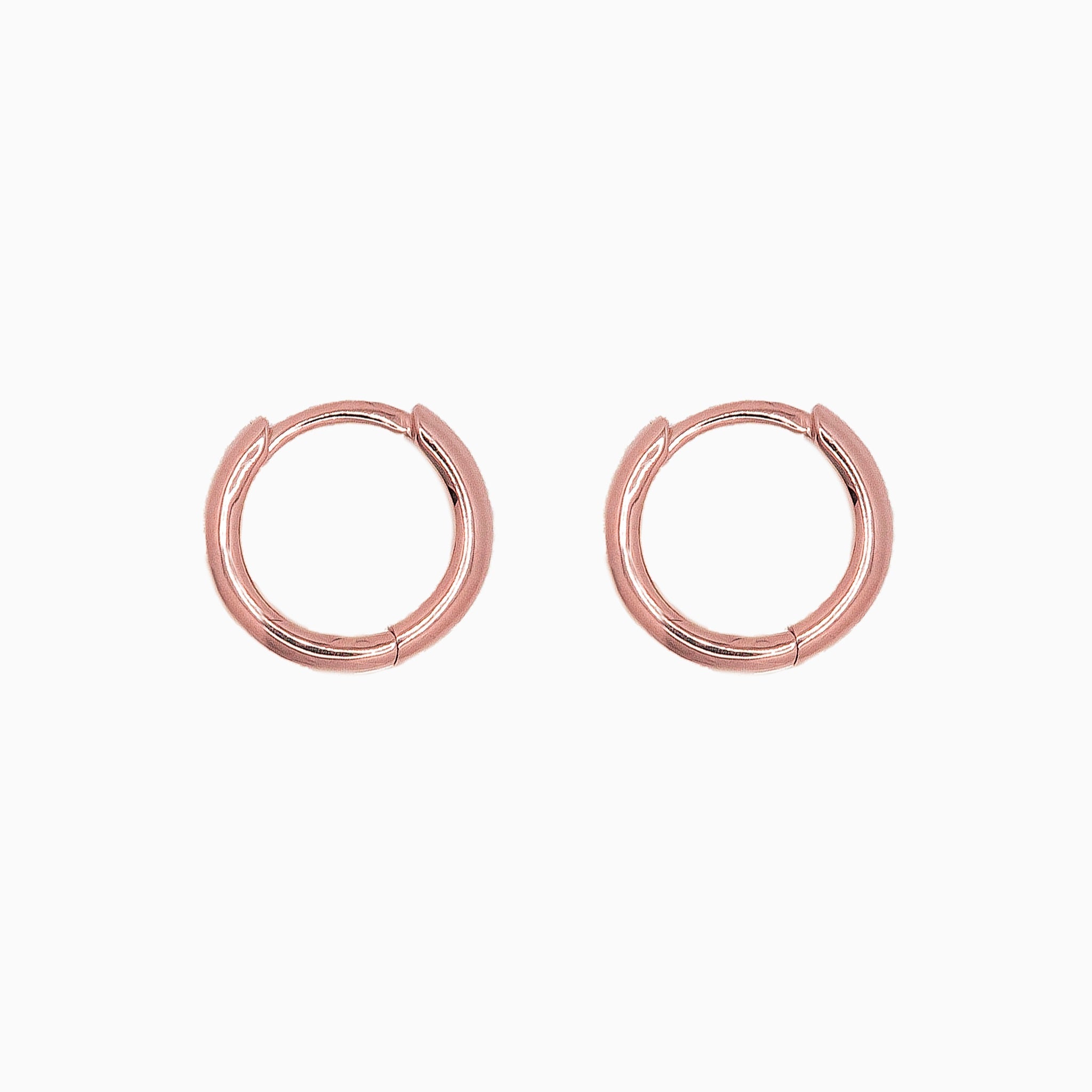 14k Gold 10.5mm Hinged Everyday Round Hoop Earrings - Starflower Design