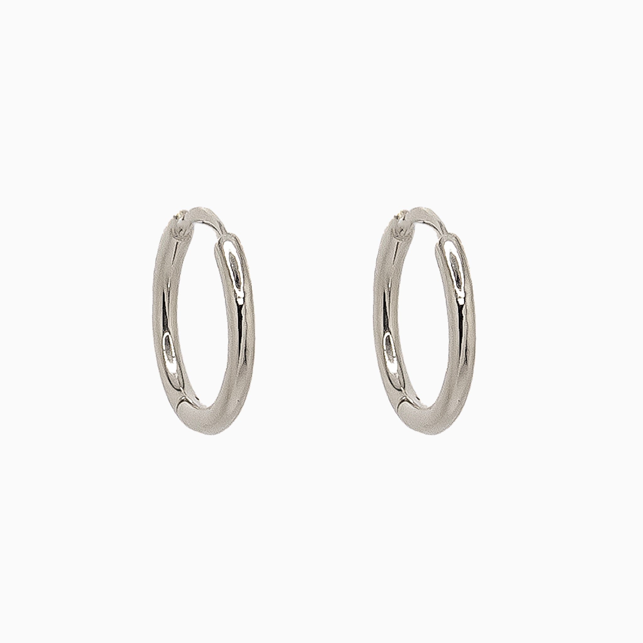 14k Gold 12.5mm Hinged Everyday Round Hoop Earrings - Starflower Design