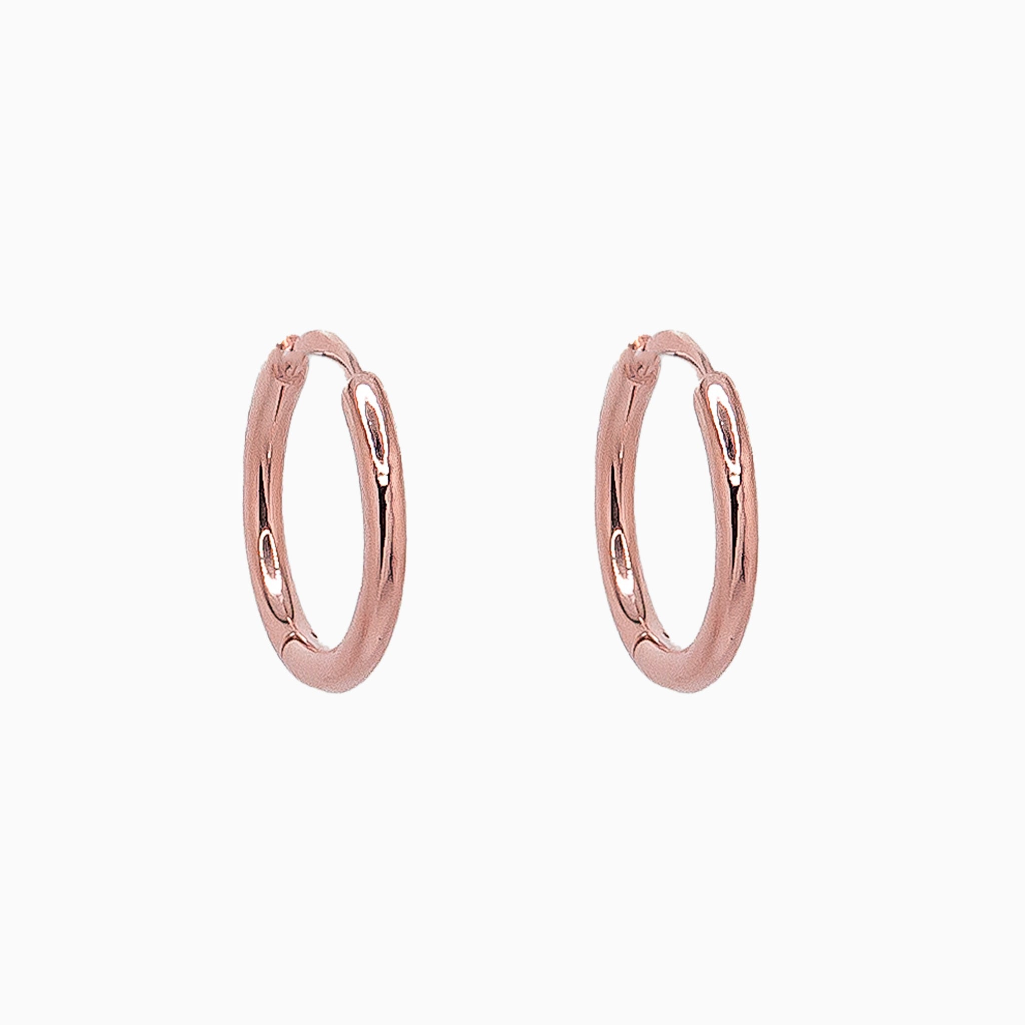 14k Gold 12.5mm Hinged Everyday Round Hoop Earrings - Starflower Design