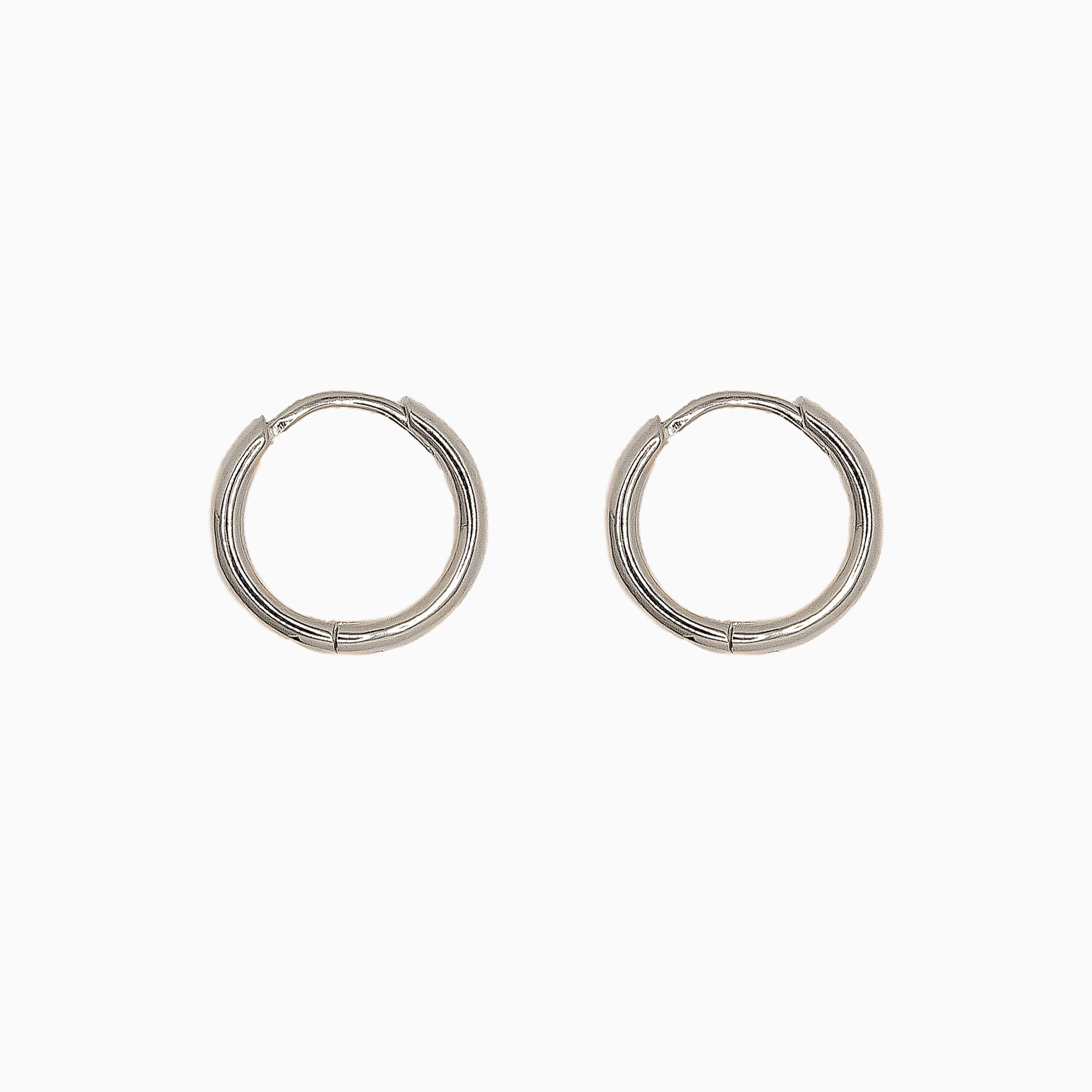 14k Gold 12.5mm Hinged Everyday Round Hoop Earrings - Starflower Design