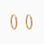 14k Gold 12.5mm Hinged Everyday Round Hoop Earrings - Starflower Design