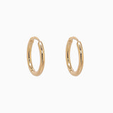 14k Gold 12.5mm Hinged Everyday Round Hoop Earrings - Starflower Design