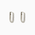 14k Gold 13mm x 9mm Hinged Diamond Paperclip Hoop Earrings - Starflower Design
