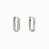 14k Gold 13mm x 9mm Hinged Diamond Paperclip Hoop Earrings - Starflower Design