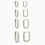 14k Gold 13mm x 9mm Hinged Diamond Paperclip Hoop Earrings - Starflower Design