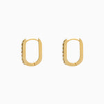 14k Gold 13mm x 9mm Hinged Diamond Paperclip Hoop Earrings - Starflower Design