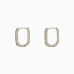 14k Gold 13mm x 9mm Hinged Diamond Paperclip Hoop Earrings - Starflower Design