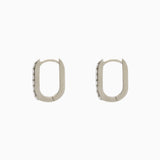 14k Gold 13mm x 9mm Hinged Diamond Paperclip Hoop Earrings - Starflower Design