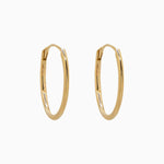 14k Gold 13mm x 9mm Hinged Everyday Oval Hoop Earrings - Starflower Design